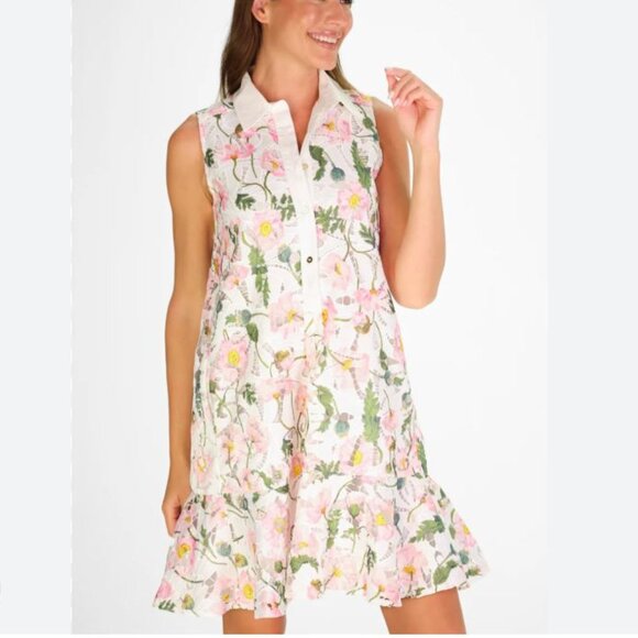 Duffield Lane Sleeveless Iris Dress in Floral Lace Women's sz L - Picture 1 of 12